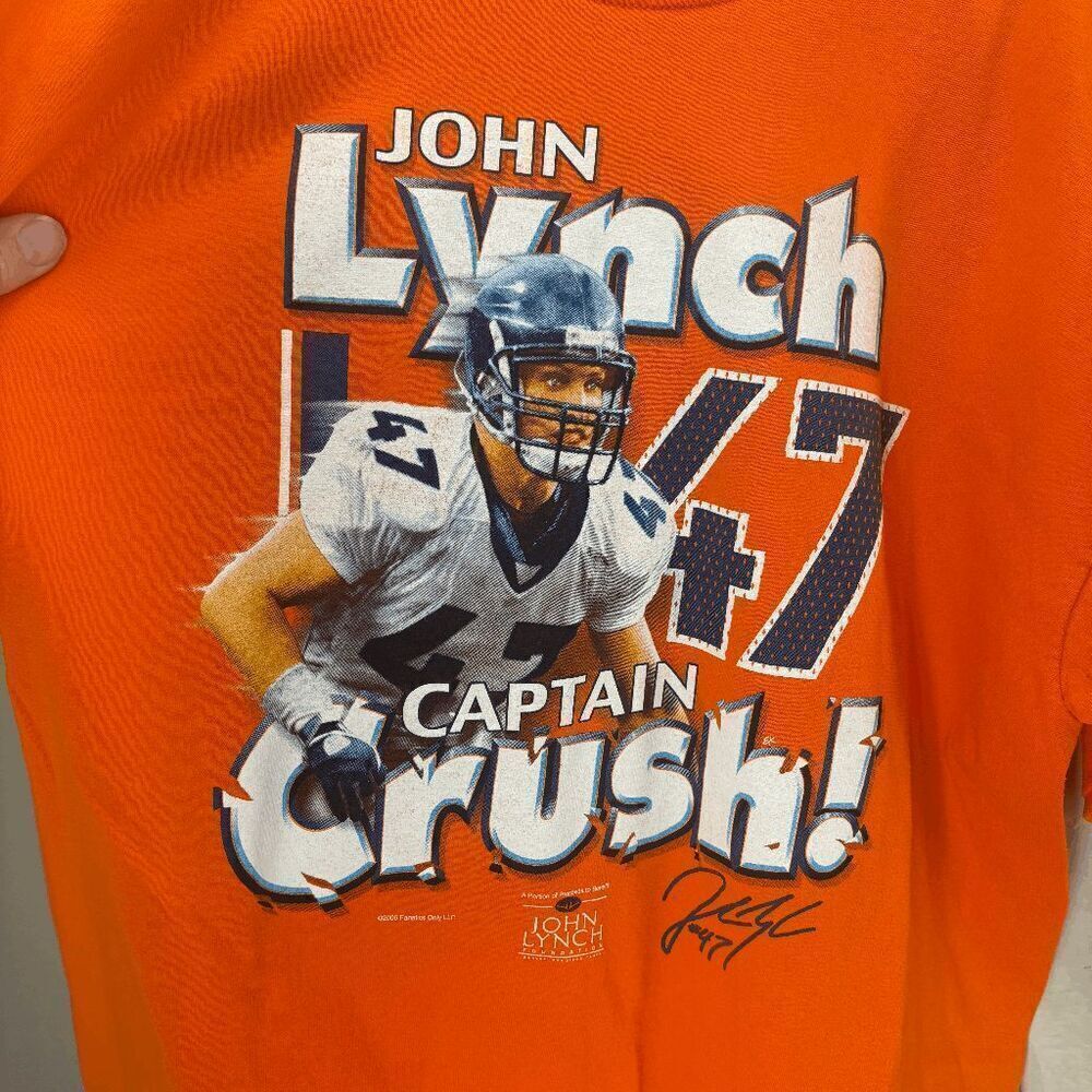 John Lynch #47 Captain Crush Denver Broncos Tee Orange‎ T-Shirt Size Large